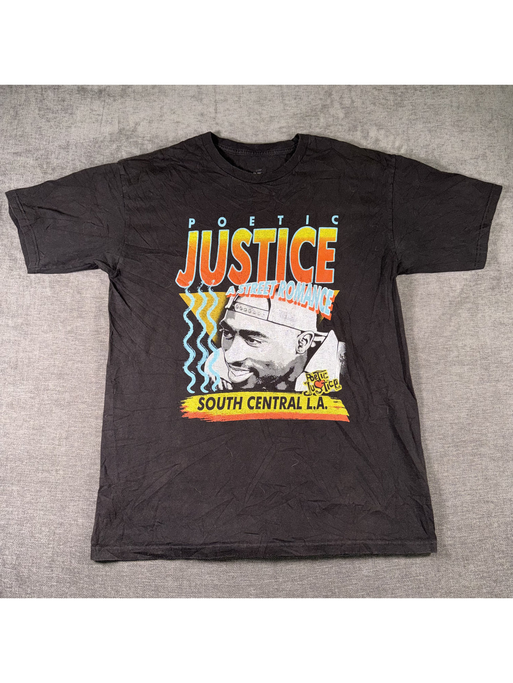 Poetic Justice South Central L.A. Graphic T-Shirt Large Black Cotton